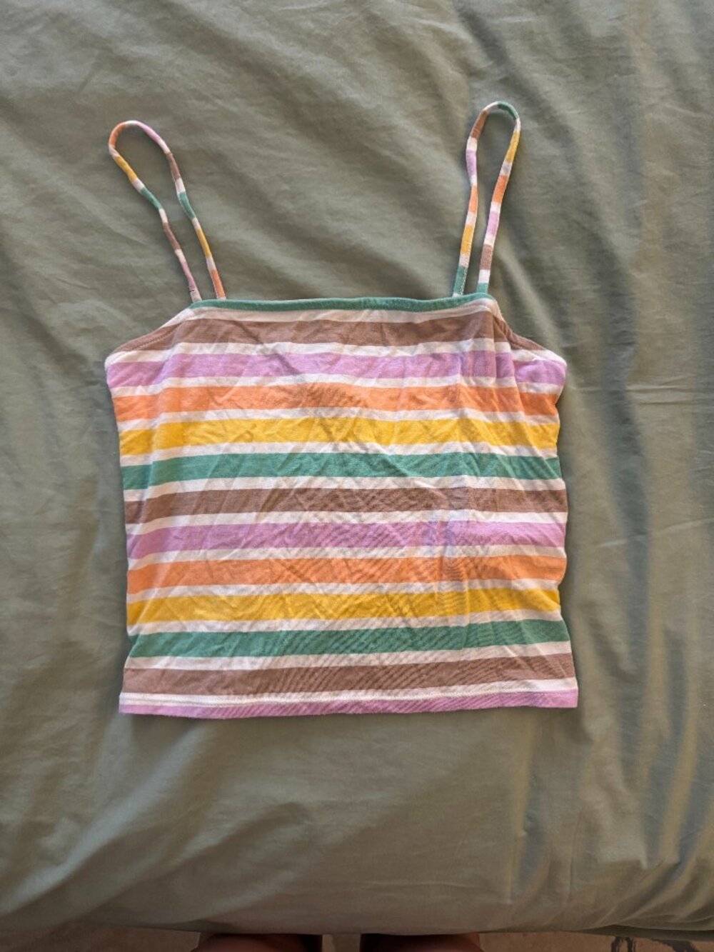 Forever 21 Rainbow Striped Cropped Tank Top